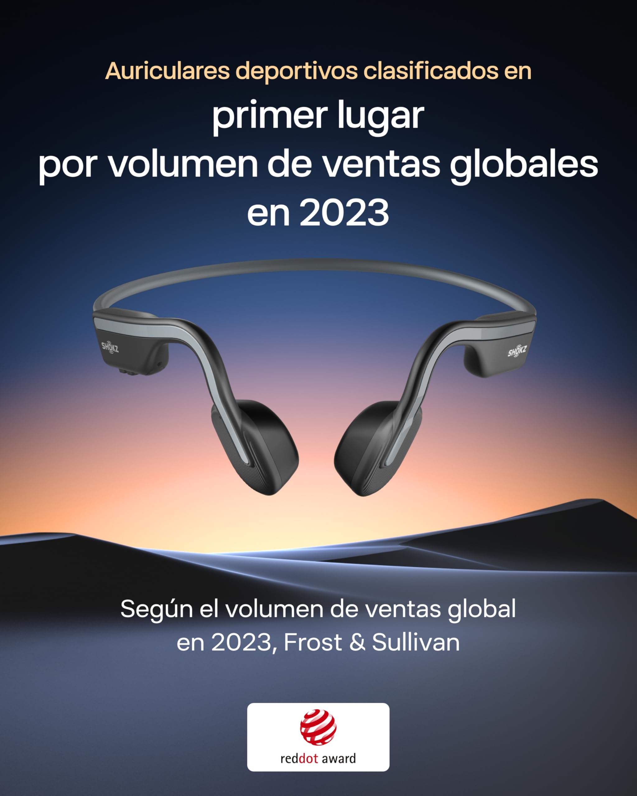 SHOKZ OpenMove Auriculares de Conducción Ósea Bluetooth 5.1, IP55, 29g, Gris
