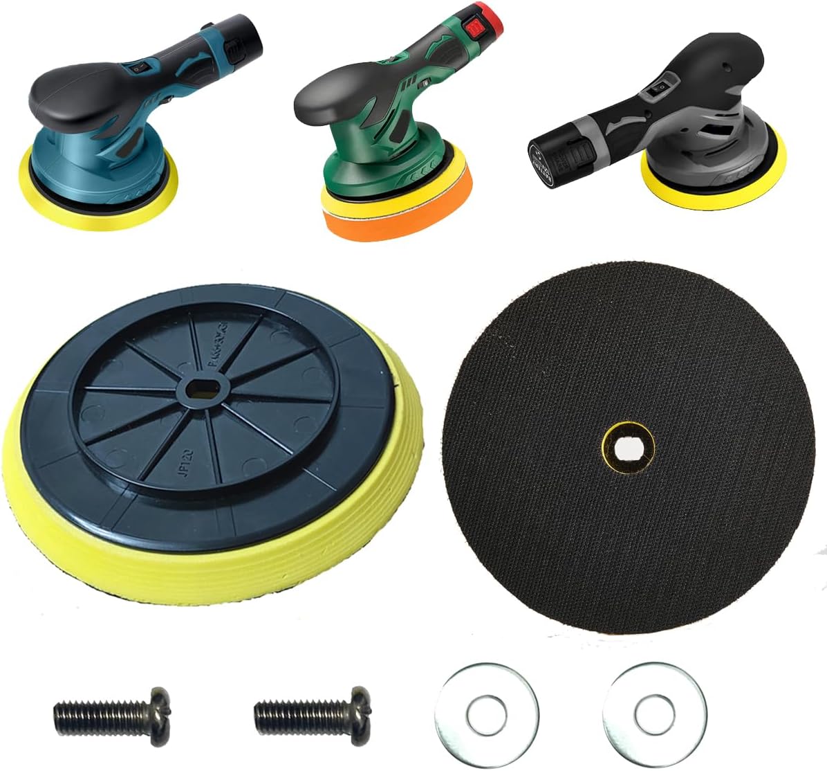 Cordless Car Buffer Pads, 6 Inch, Medium Grit, PA and Metal, Compatible with Saker, Orgpek, GEVEELIFE, BATOCA, Eioehtl, TEETOK, Takuoo, Color Tree, FORASTO, Uaoaii Buffer Polisher, 2 Pack