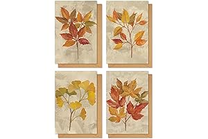 Whaline 32 Pack Fall Greeting Cards Retro Autumn Leaves Note Cards with...
