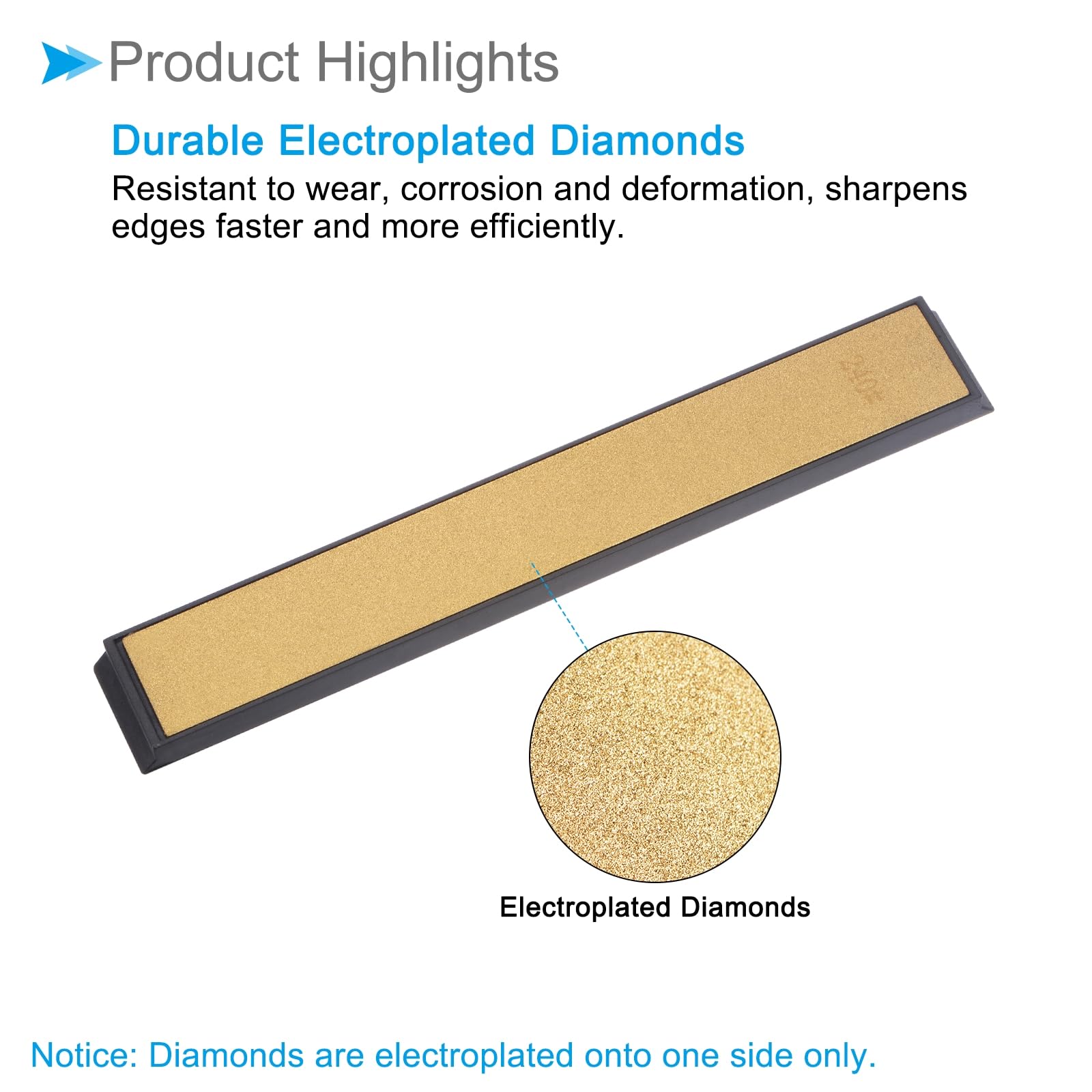CoCud Diamond Sharpening Stone, 240 Grit 6" x 0.8" Total Size, Titanium Coated Whetstone Sharpener Abrasive Tool - Image 4