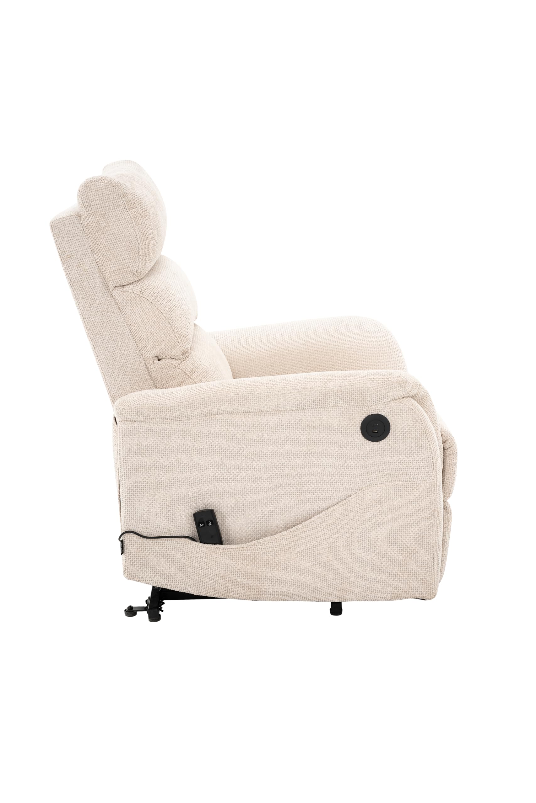 ASTAN HOGAR Sillón Relax con Función Auto-Ayuda (Levanta Personas) y reclinación eléctrica. Conexión USB/USB-C, Tapizado en Chenilla, Modelo Nido AH-AR30700BG