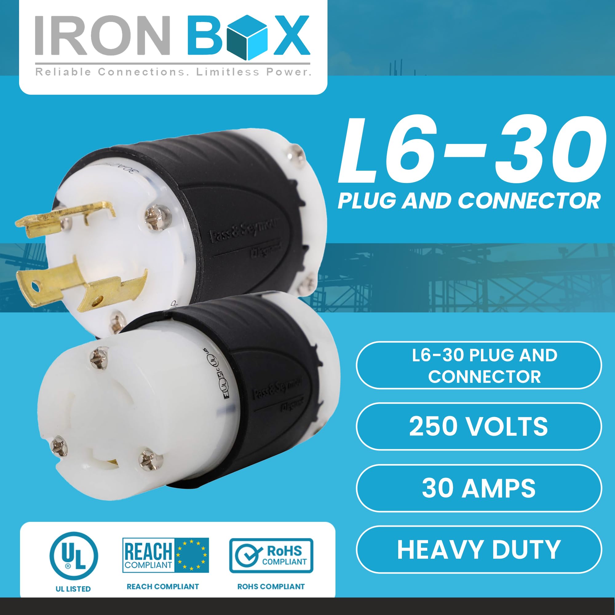 Amazon.co.jp: IronBox Electric NEMA L6-30P ロック電源コード