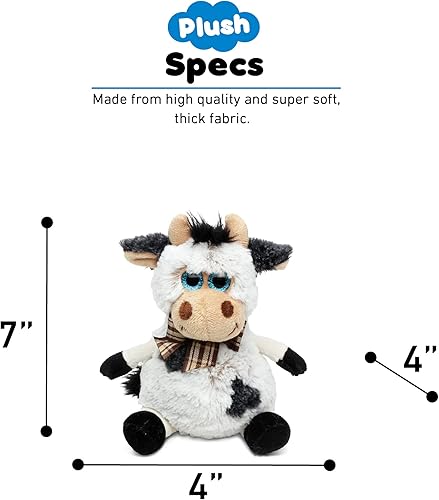 Miniatura 3 de DolliBu - Animal de peluche de vaca  Suave peluche abrazable con ojos grandes, adorable juguete de peluche de vaca rancho para jugar, lindo regalo