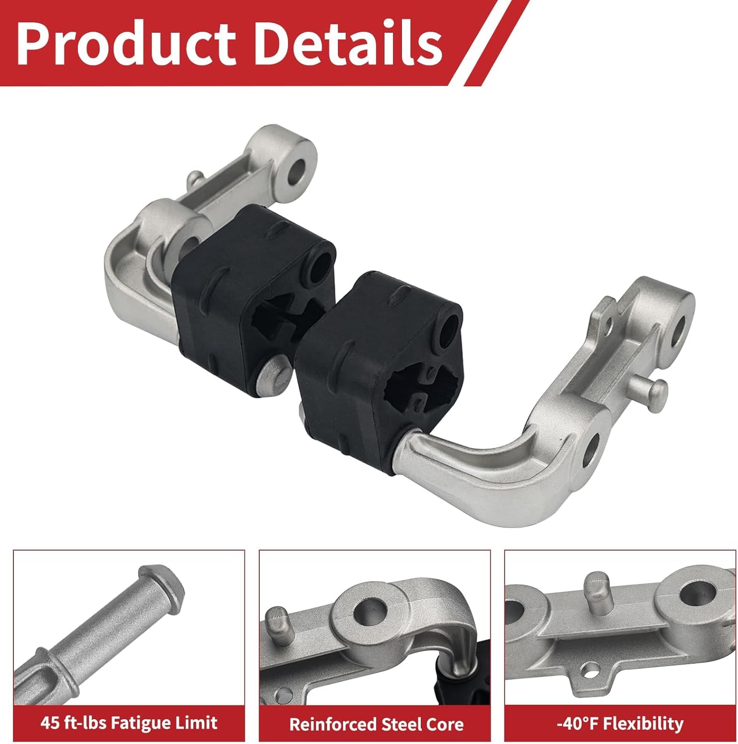 Exhaust Bracket Muffler Support Kit with Rubber isolators Compatible with 2019-2025 Ram 1500 68275662AB 68395841AA 68519121AA with 4 Holes&2 Holes Rubber Exhaust Hanger 4 Pack