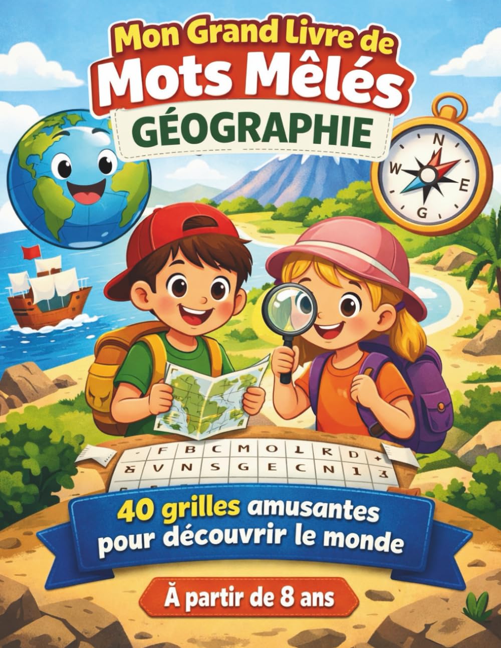Mon grand livres de mots mêlés géographie: 40 grilles ludiques pour découvrir le monde: pays, continents, capitales, climats et paysages, apprendre la ... du monde pour explorer le monde dès 8 ans