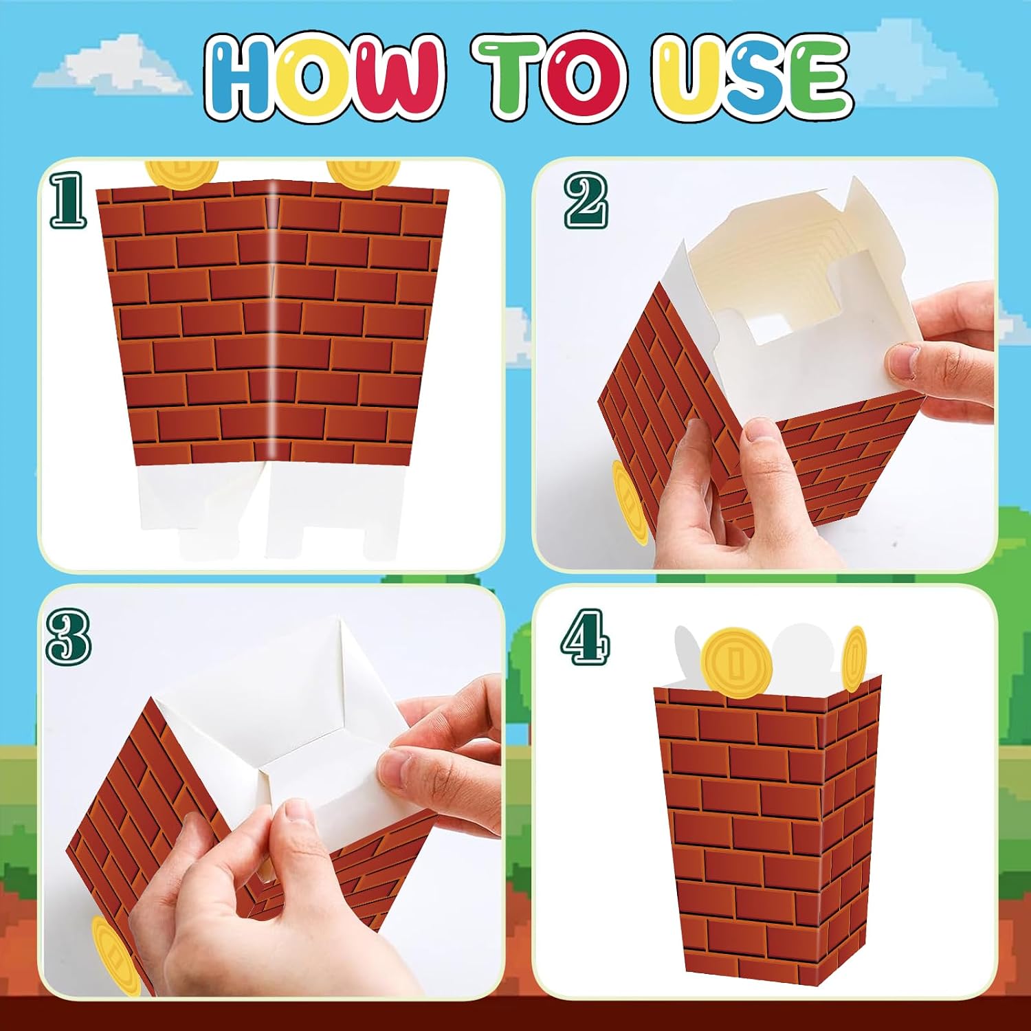 WPDISCZ Cartoon Party Popcorn Boxes, 20 Pcs Treat Boxes Favor for Birthday Party Snack Candy Packaging