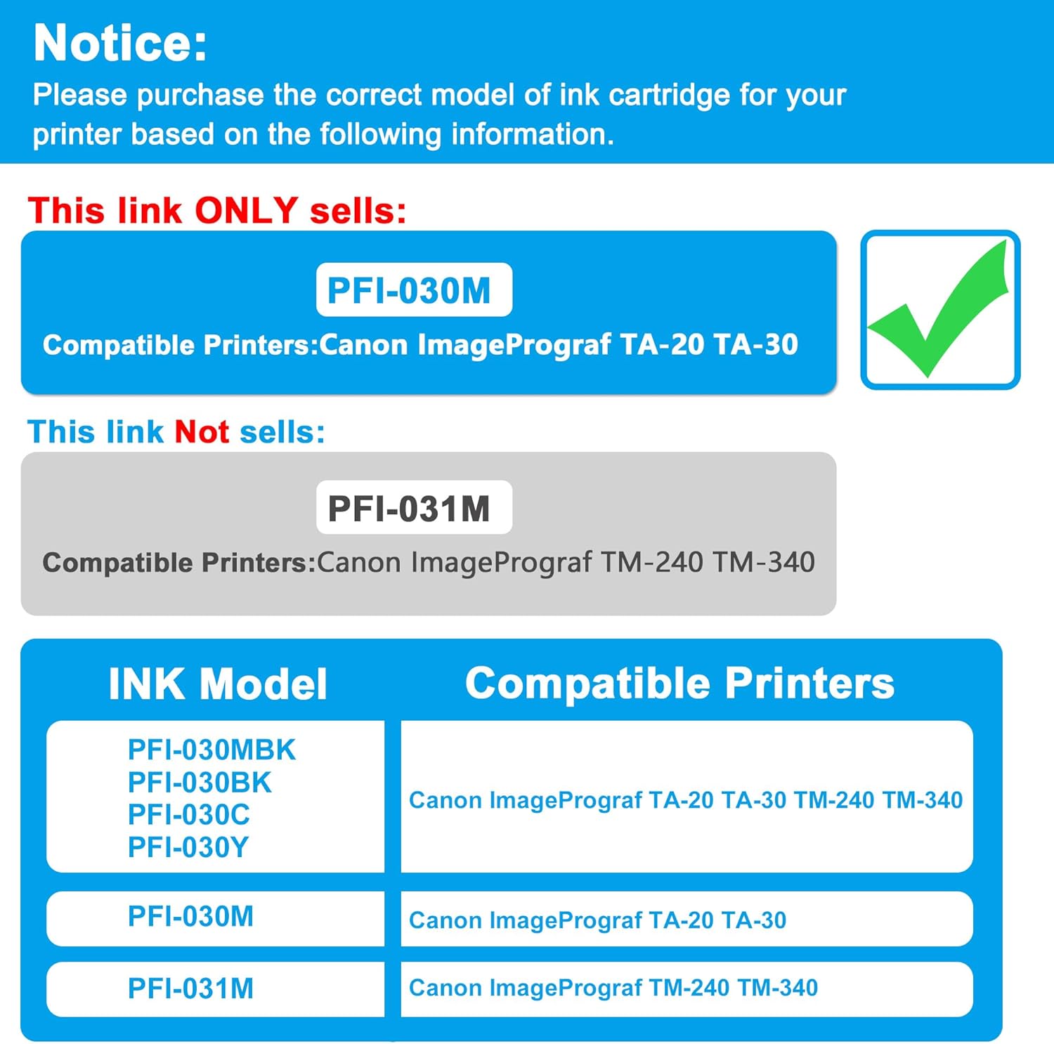 LCL Compatible Pigment Ink Cartridge Replacement for Canon PFI030 PFI-030 PFI030M PFI-030M ImagePrograf TA-20 ImagePrograf TA-30 (1-Pack Magenta)