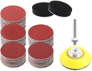 Backing Pad Sanding Discs - 2 Inch Hook and Loop Backing Plate with Sponge and Sandpaper Set, for Drill Attachment Grinding Rotary Tool 15,000RPM (54pcs