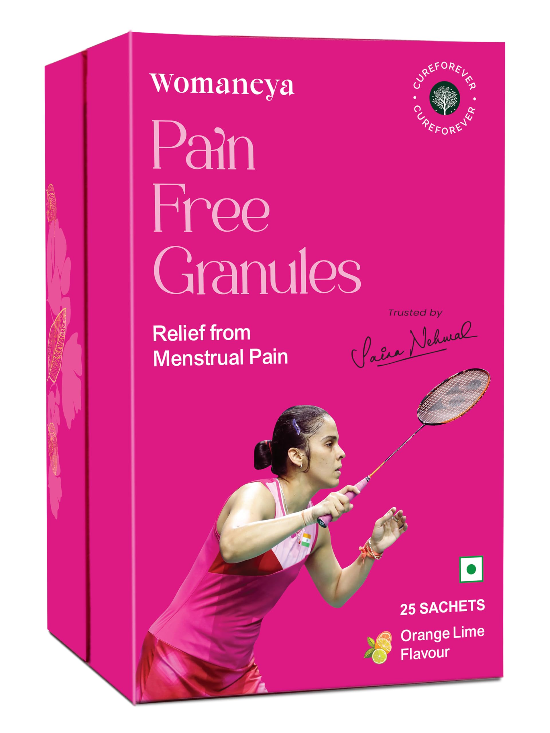 CUREFOREVER Womaneya Pain Free Granules - 25 Sachets for Period Cramp Relief, Powerful Formula with Natural Ingredients for Relief from Menstrual Pain | 1 Sachet equals to 12 hours of Period Cramp Comfort-image-29