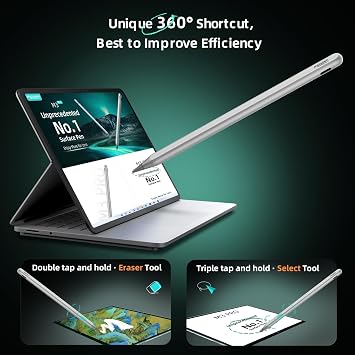 Metapen Stylus Pen M3 Pro - 4096 Pressure Levels, 360 Touch Button - Surface Pro 7/8/9/X, Go 3/Book 3/Laptop 4/Studio 2, ASUS VivoBook Flip 14 - for Creators & Students