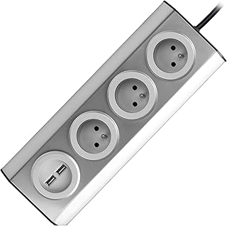 ORNO FS-4 Multiprise Electrique 3 Compartiments avec Sécurité Enfants - Montage en Saillie à 45 °