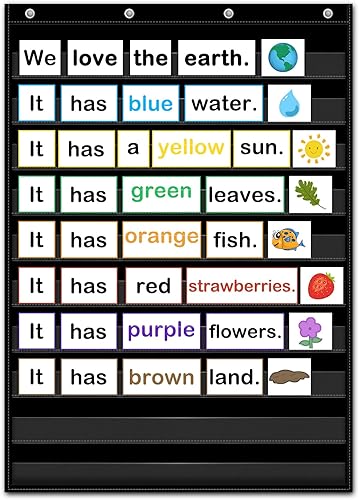 Vista 30 de Godery PreK-12 - Tabla de bolsillo estándar para centros de aula, palabras de pared para aula, suministros de enseñanza en casa (azul)