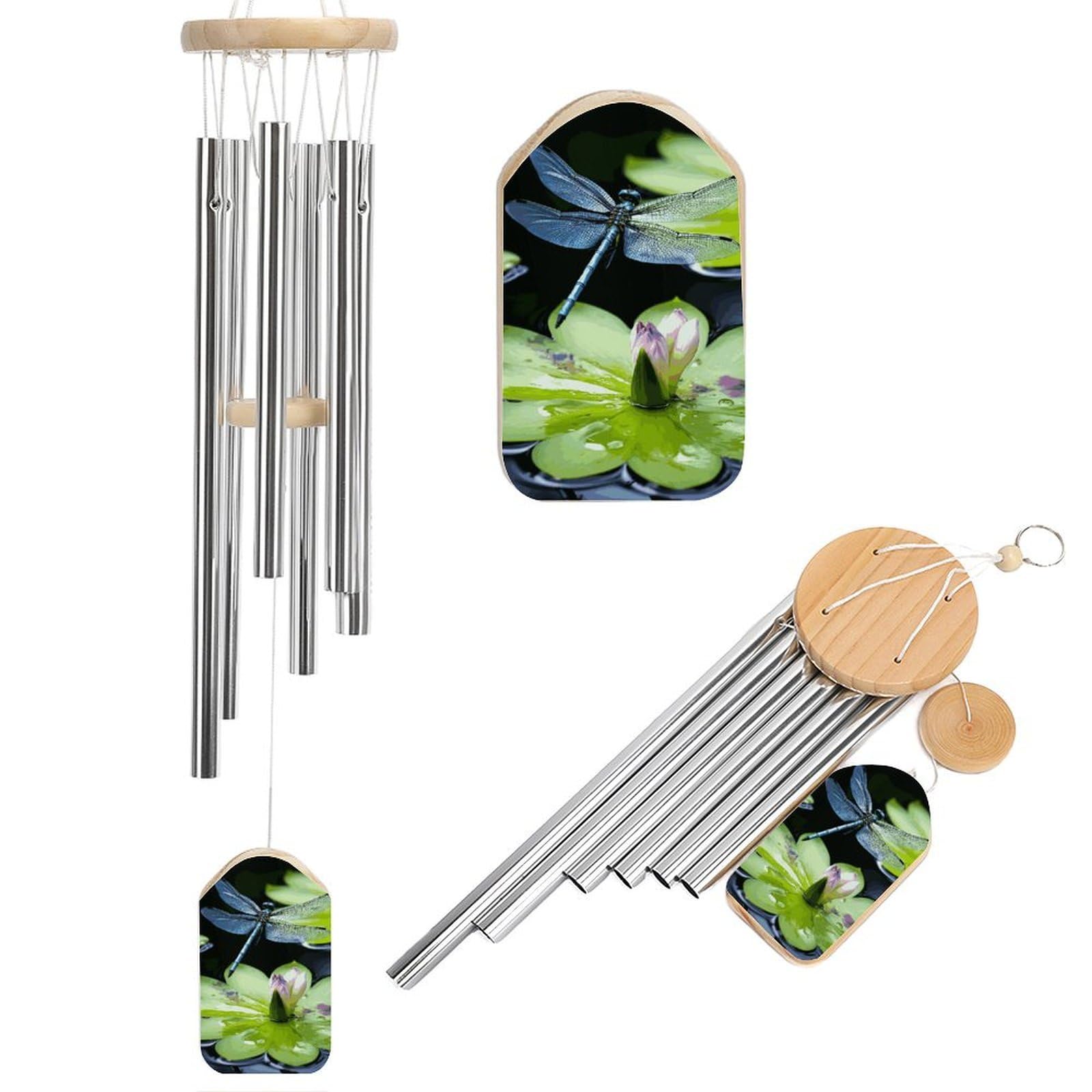 Carillon éolien libellule commémoratif de 54,5 cm pour jardin et terrasse