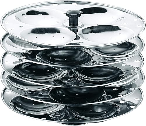 Vinod Soporte Idli de acero inoxidable Soporte de 5 niveles Hace hasta 20 Idlis Fácil limpieza Niveles ergonómicos Adecuado para cocina india