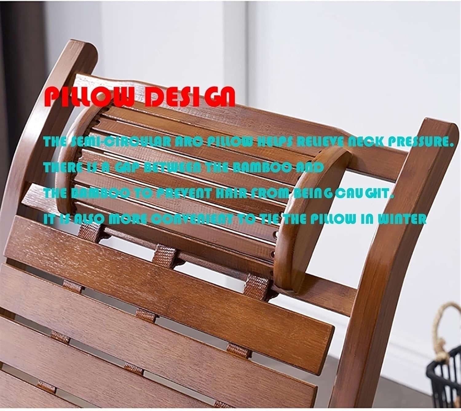 Adjustable Wooden Rocking Chair for Patio, Indoor & Outdoor Reclining Beach Chair, 5-Level Adjustable, 90°-170° Bamboo Lounge with Pearl Cotton Cushion Neck Pillow(Black)