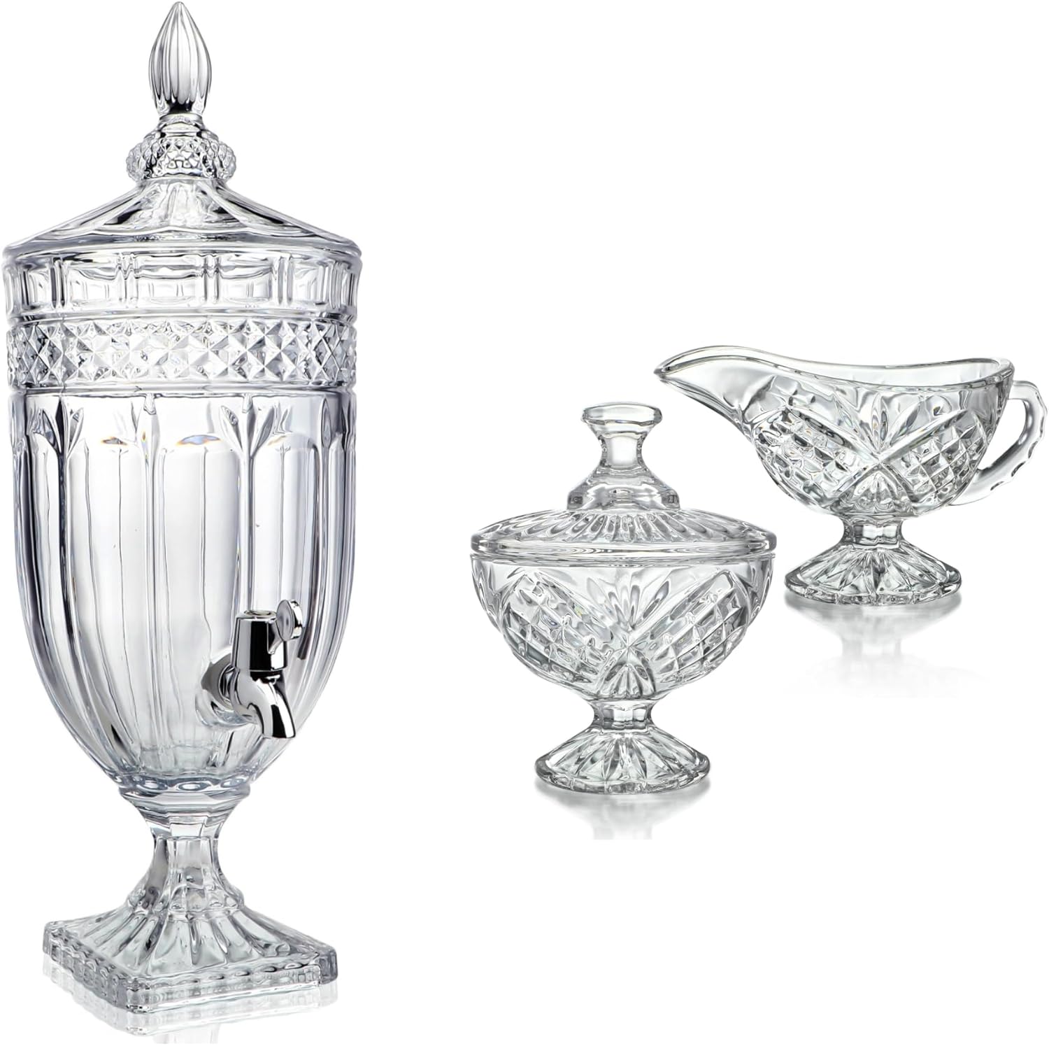 1.3 Gallon Glass Beverage Dispenser and Crystal Cream and