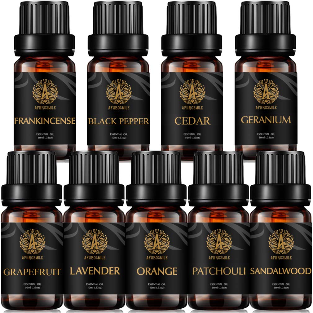 Aromatherapie Weihrauch ätherisches Öl Set für Diffusor, 100% reine schwarze Pfeffer ätherisches Öl Kit fü Hause,9x10ml Orange ätherische Öle Set-Zeder,Grapefruit,Patchouli Öle...