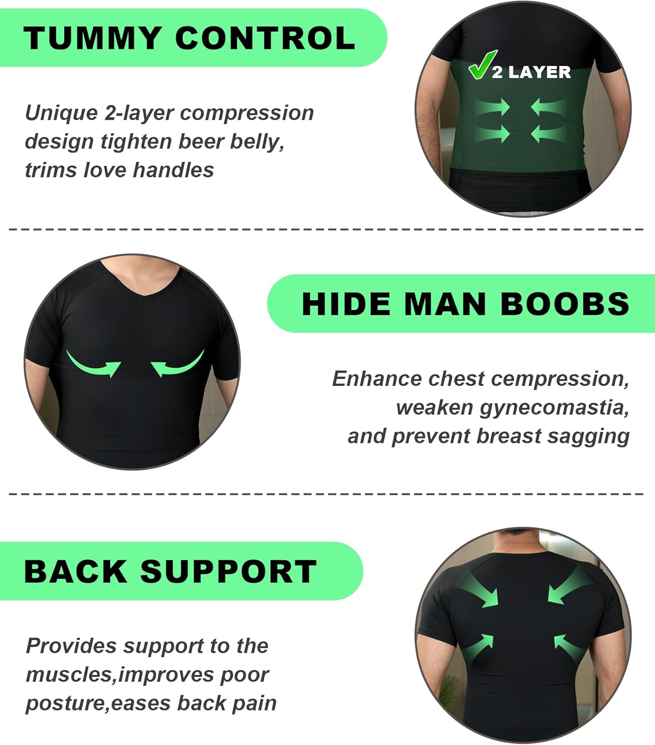 V Neck Gynecomastia Compression Shirt Tummy Control Breathable Men Shapewear Slimmimg Undershirt Hide Belly - Image 3