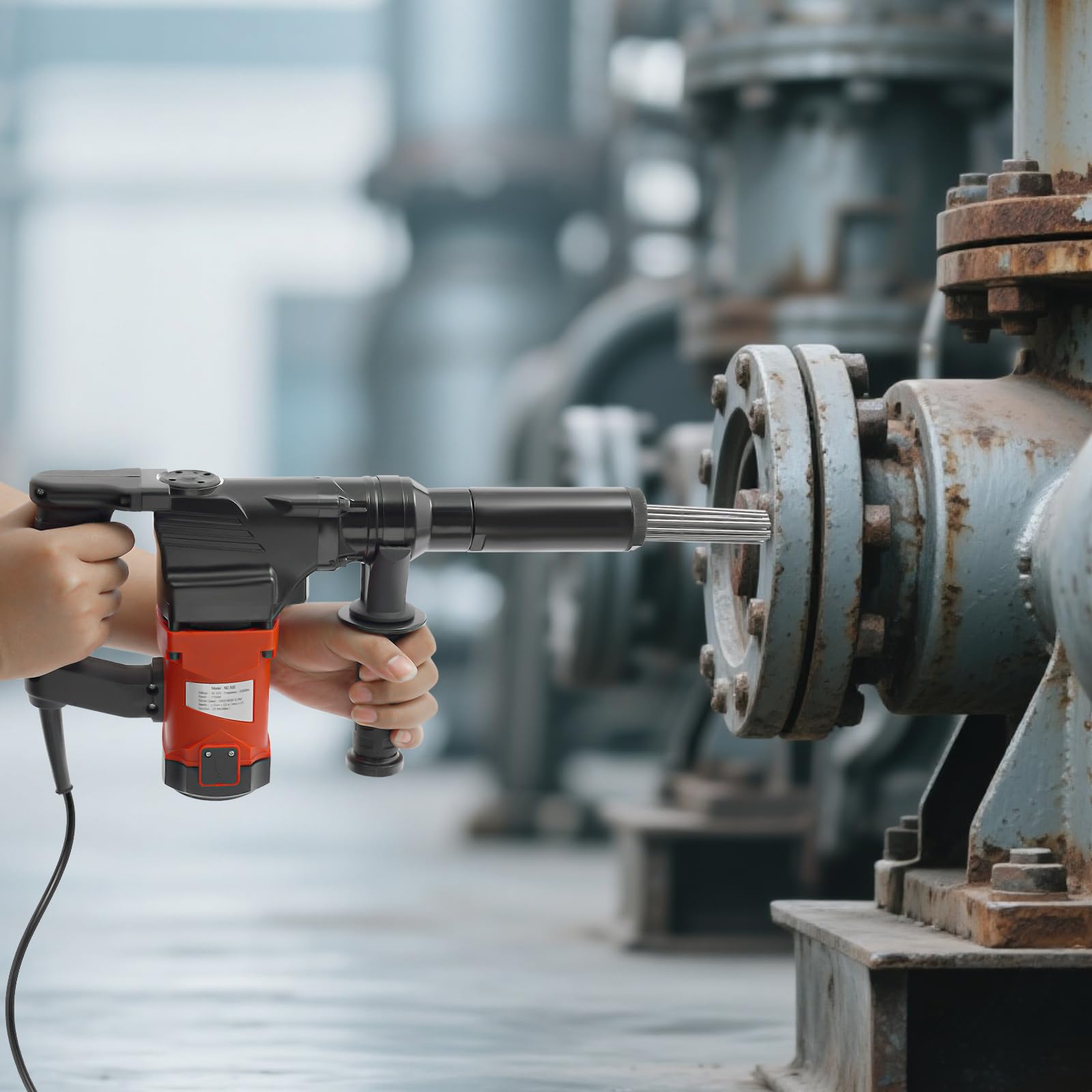 Nadelentroster Elektrisch Rost Entfernung Werkzeug, 1100W Handgerät Entrostierpistole Pistolengriff Nadel Scaler 360° drehbaren Hilfsgriff, Max Dauer 30 Min