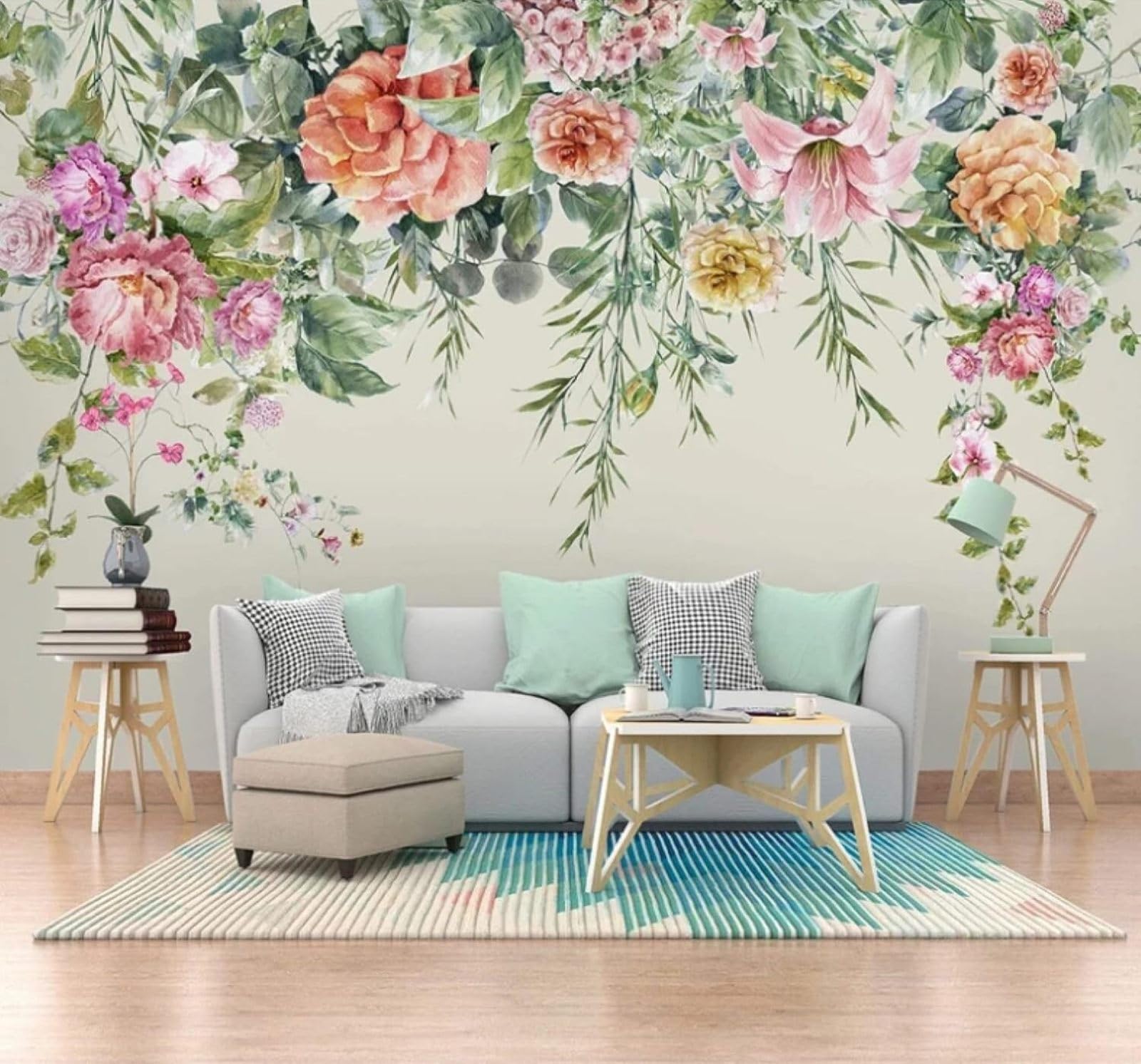 XLMING Vintage Fresh Beautiful Hand Drawn Floral 3D Wallpaper Luxury Home Dining Decor Paste Sofa Living Room The Wall for Bedroom Mural-300cm×210cm