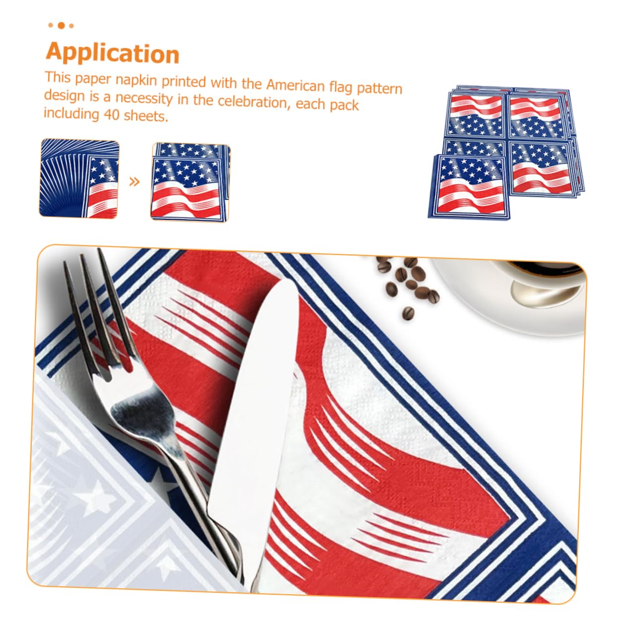 PLAFOPE 120 Piezas Servilleta De Papel 4to Servilletas De Americana Servilletas De Papel Decoración Nosotros Diseño De La Americana De Cena A Nosotros
