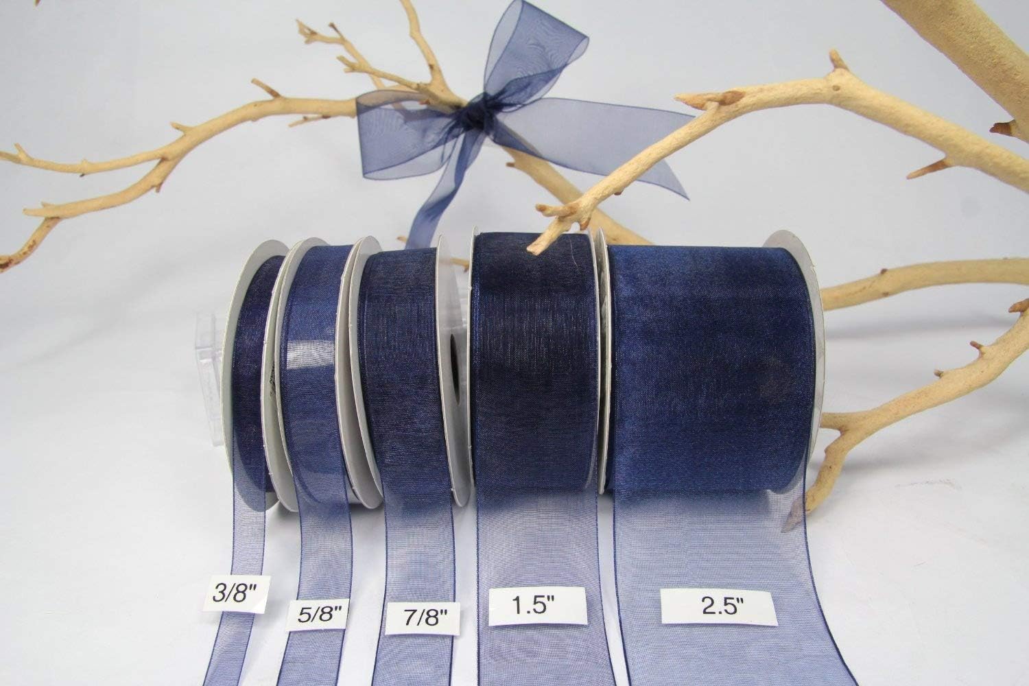 Navy Blue Organza Sheer Ribbon-25 Yards X 5/8 Inch