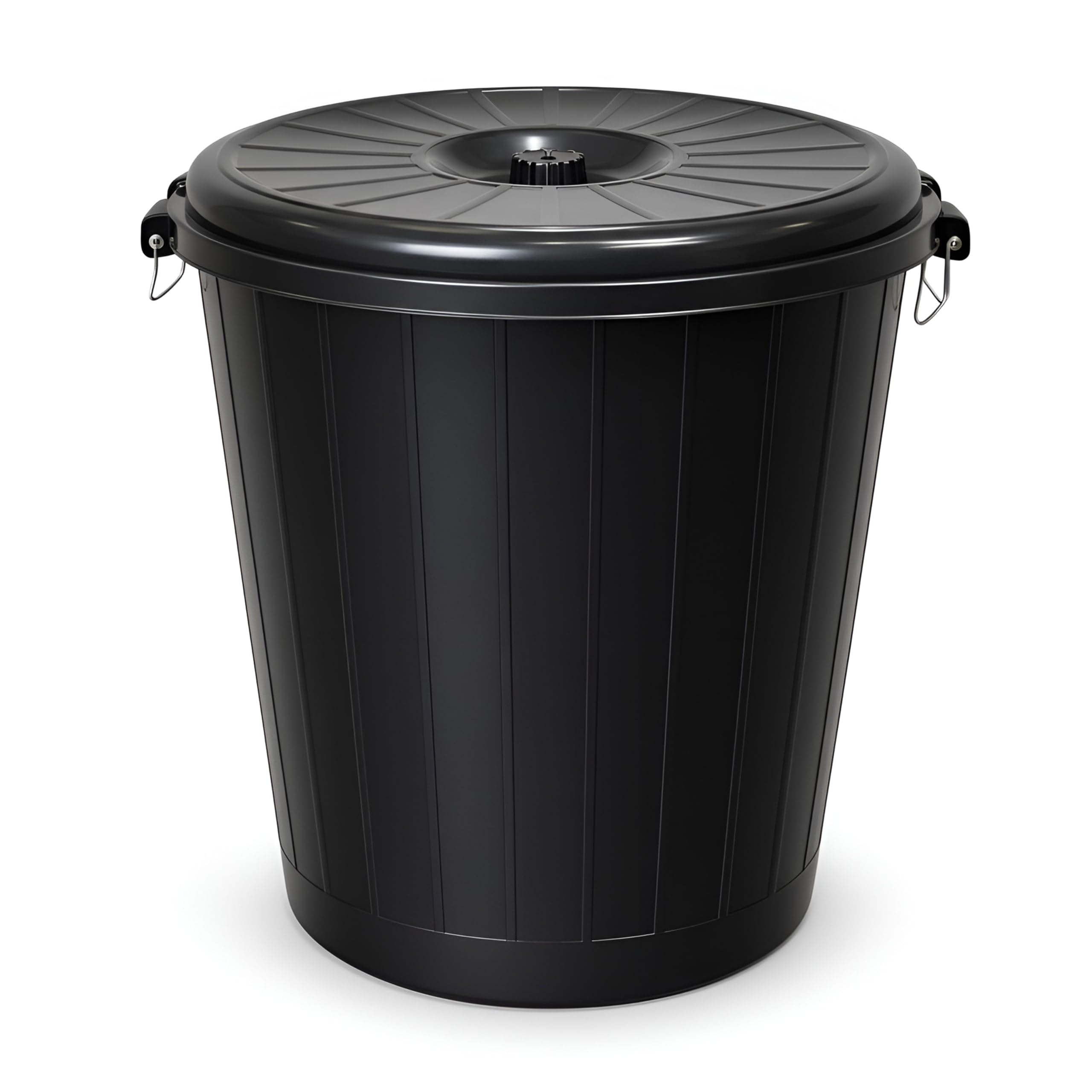 DIVCHI Trash Can for Kitchen 70L Plastic Dustbin for Office | Indoor Outdoor Waste Bin with Side Handles & Steel Lock Large Capacity Rubbish Container for Home Office Bathroom & Laundry (Black, 70L)