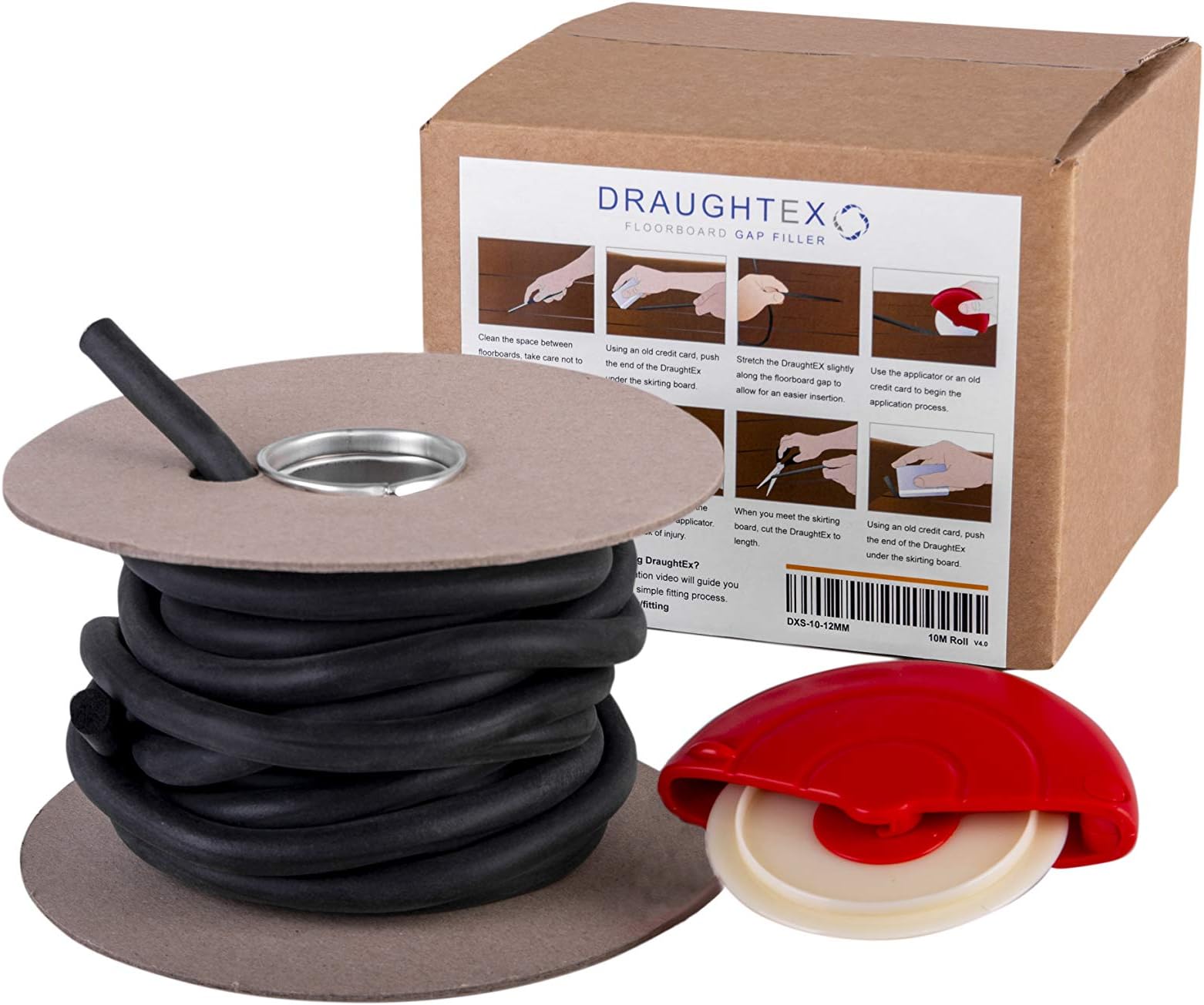 Floorboard & Skirting Board Insulation, Floor Gap Filler Draught Excluder - Thick 10-12mm 10m roll