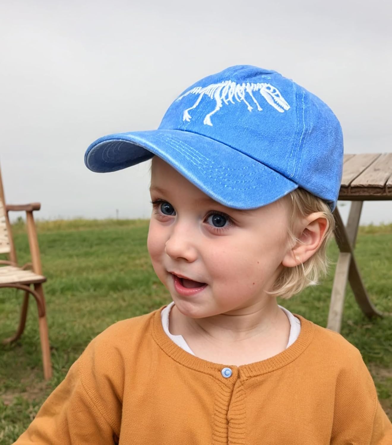 Boys' Skull Dinosaur Hat, Embroidered Dino Washed Adjustable Baseball Cap for Kids Age 3-11 - Image 4