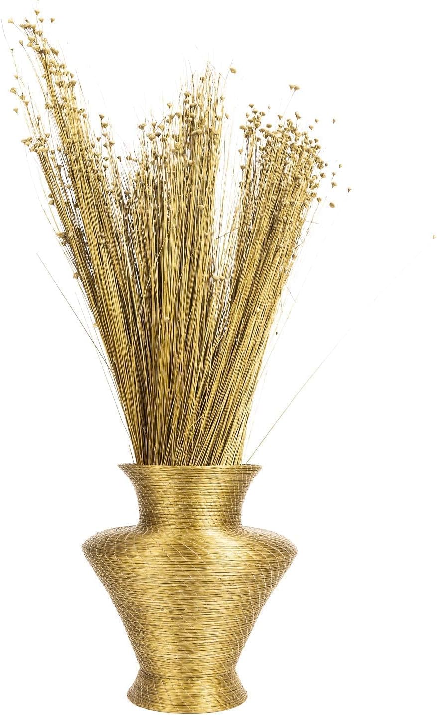 VERA NAVARRO - Open Mandala Earrings in Golden Grass - Ø 0.79 In, 20 mm - Round, with Pressure Tap - 100% Natural Handmade - Artisan Jewelry (Open Round)