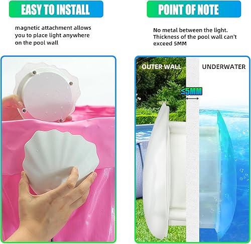 Miniatura 5 de Luz LED para piscina Intex sobre el suelo, 120 V RGB cambio de color con cable de 33 pies, IP68 impermeable, luz de pared magnética para piscina con