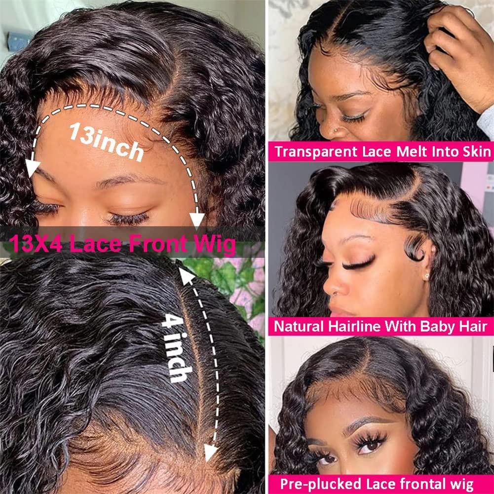 Amazon.com : Foreverlove Lace Frontal Deep Wave Human Hair Wigs Pre Plucked  for Black Women Brazilian Deep Curly Human Hair Wigs 150% Density 13×4 Lace  Front Curly Wig Natural Black Color (24