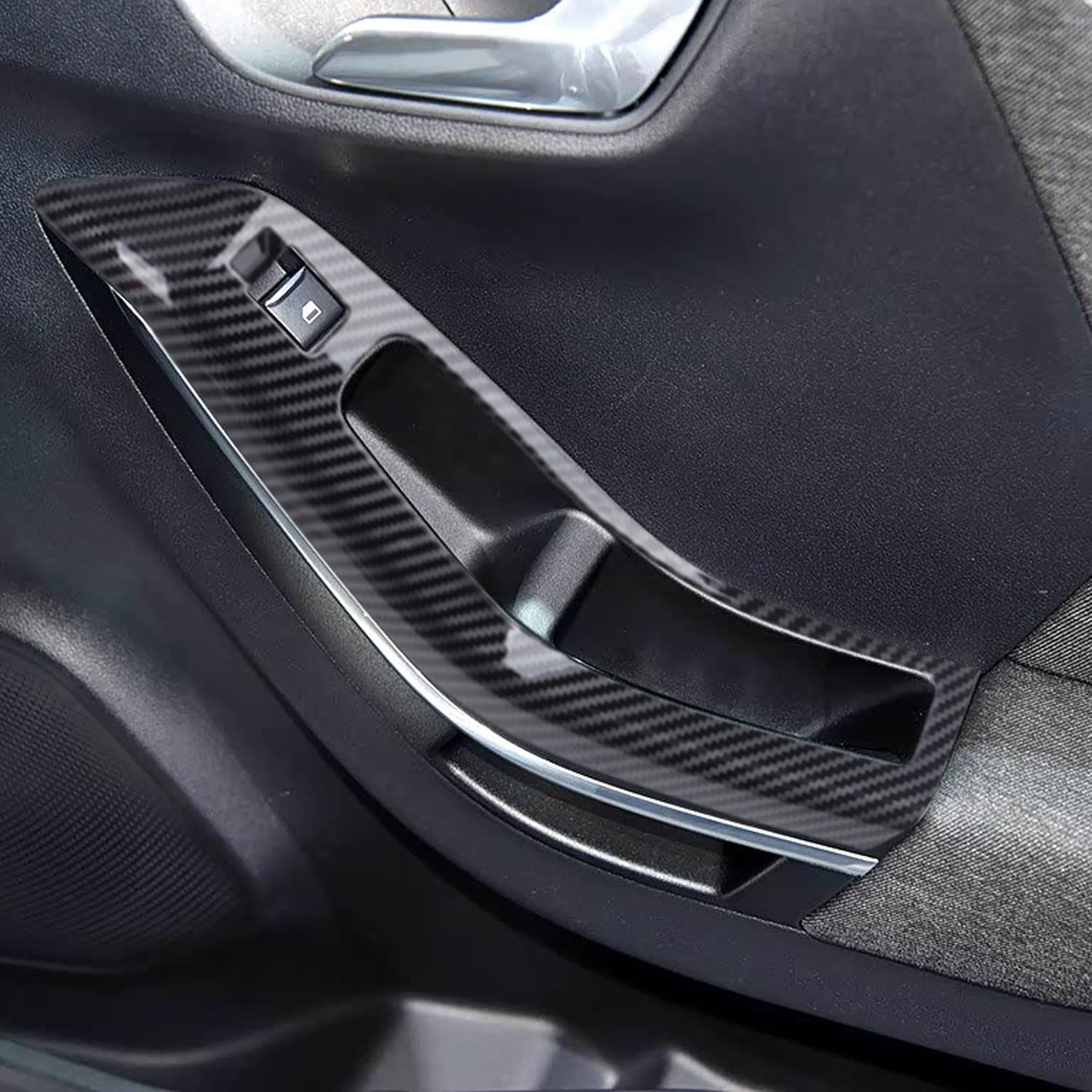 per PUMA ST, ST-Line, ST-Line X 2019 2020 2021 2022 2023 Coperture per interruttori interni delle finestre 4 pezzi in plastica ABS color fibra di carbonio