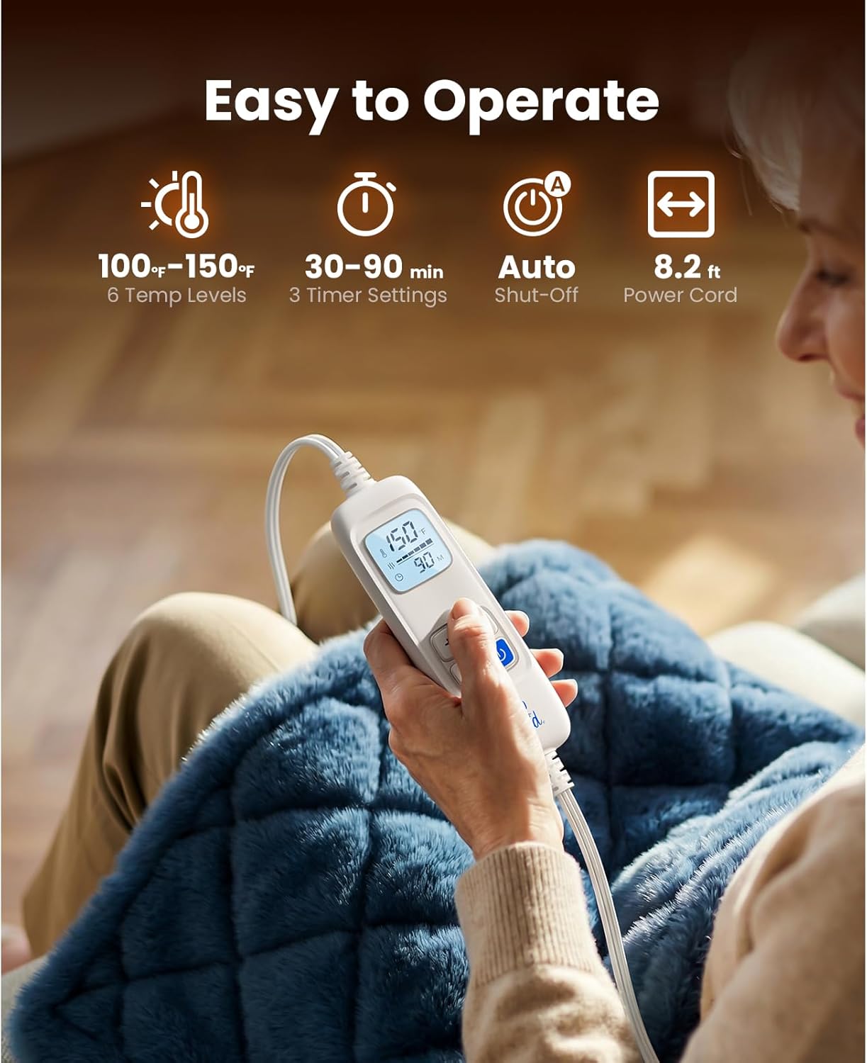 BOB AND BRAD Far Infrared Weighted Heating Pad for Back Pain Relief, FSA-HSA Eligible, Large 12x24 Electric Heat Pad with Auto Off, Deep Moist Heat & Hands-Free Strap for Cramps, Knee, Neck, Shoulder