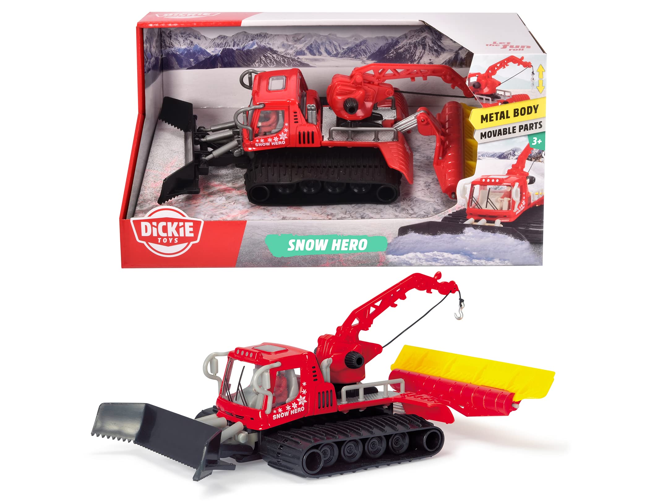 Dickie Toys - Dameuse avec Pelle, Fraise et Grue - 23cm - 203783002 Multicolore