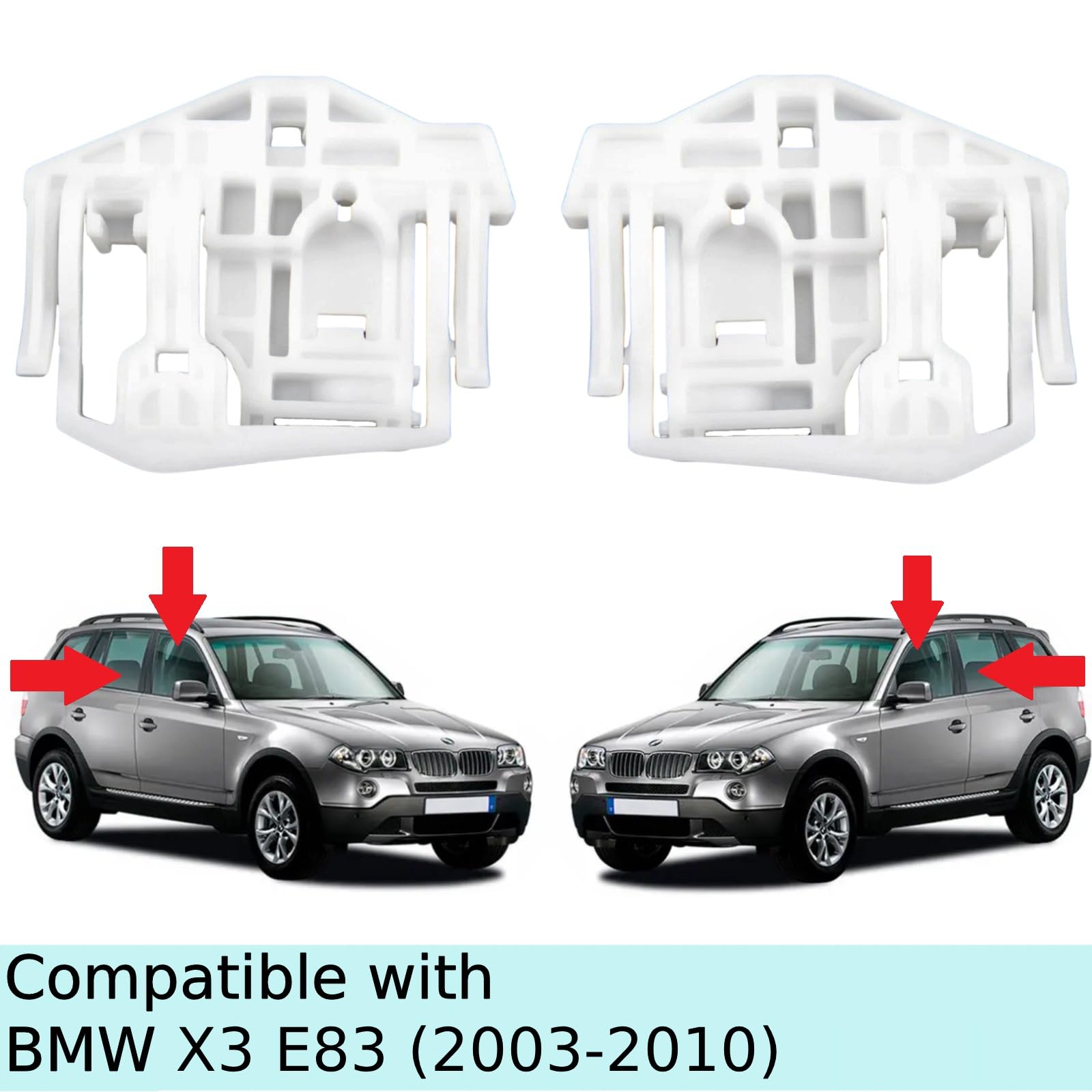 Twowinds - Clip de Lève-vitre Compatible avec BMW X3 E83 (2003-2010) - Porte Avant, Arrière, Gauche, Droite - Régulateur de Vitre (2 pièces)