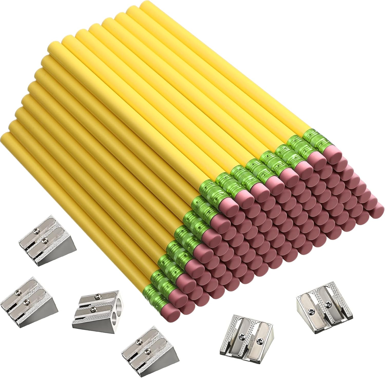 Fainne 102 Pcs Bulk Jumbo Pencils and Sharpeners Set