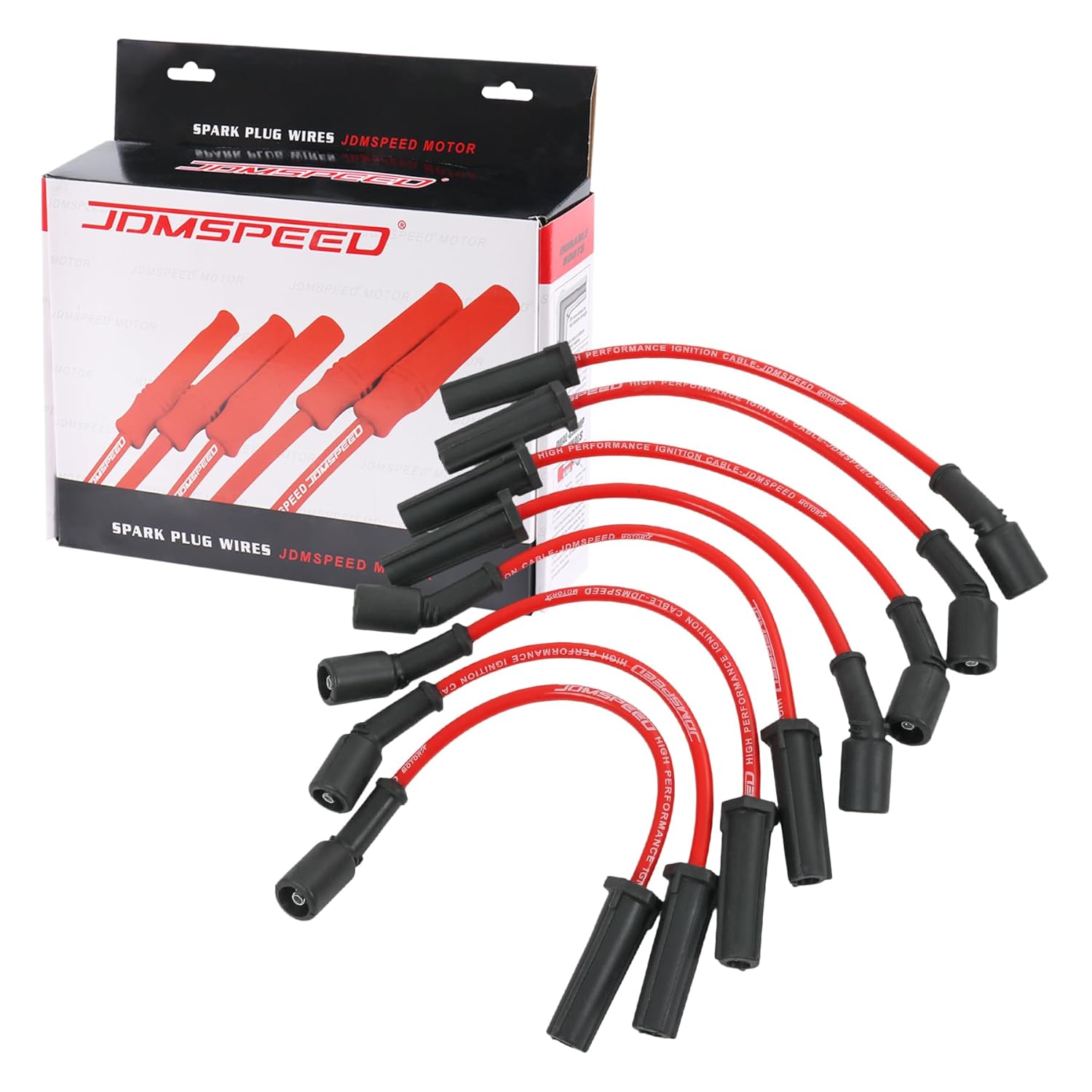 JDMSPEED 8.00mm Spark Plug Wire Set 9748HH Replacement for GMC Savana Sierra 1500 Impala Allure 9-7x Red Set of 8