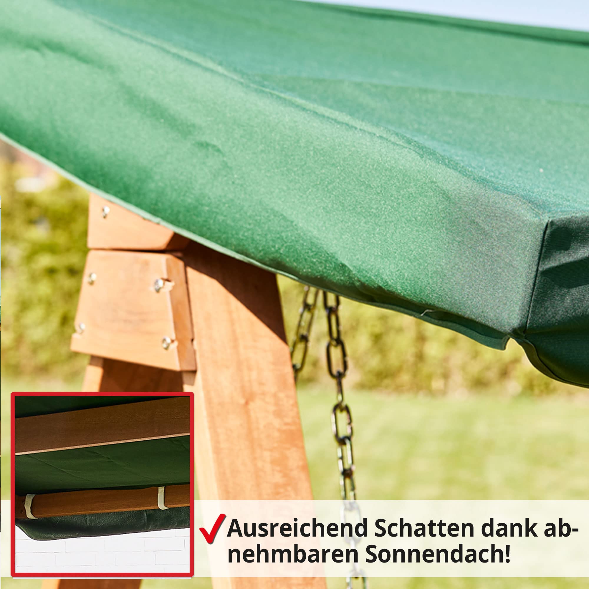 HECHT Hollywoodschaukel Baharu Lux Garten-Schaukel Meranti-Holz 4-sitzer (ca. 235 x 120 x 178 cm (BxTxH))