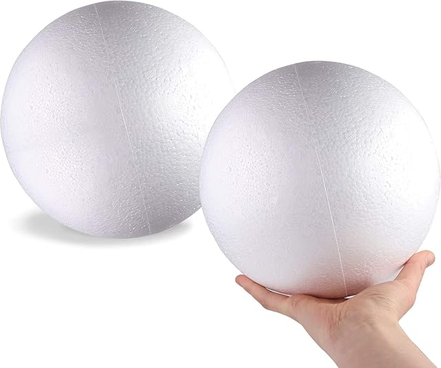 VEYLIN 2PCS 7.9 Inch White Foam Balls Craft DIY Foam Balls Styrofoam Balls for Art Craft Party Decorations