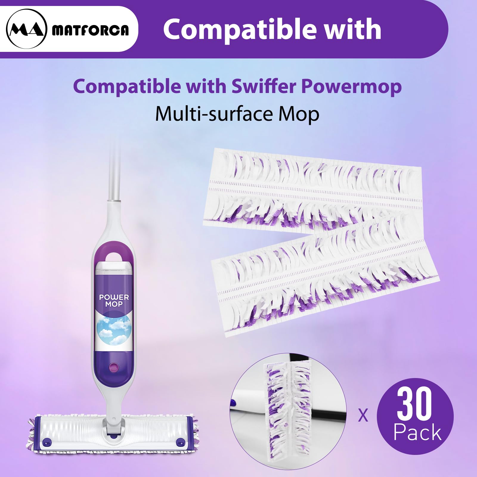 30-Pack Power Mop Refills For Swiffer - Disposable Dry & Wet Pads For Multi-Surface Cleaning