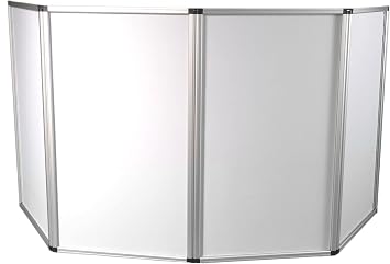 JMAZ Event Facade Booth Adjustable Size Lightweight Aluminum Frame Dj Booth, 4 Detachable Sections, Washable Scrim with Heavy Duty Carrying Bag and Screw Driver, White
