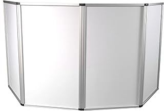 JMAZ Event Facade Booth Adjustable Size Lightweight Aluminum Frame Dj Booth, 4 Detachable Sections, Washable Scrim with Heavy Duty Carrying Bag and Screw Driver, White