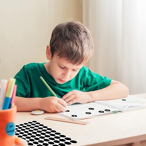 Miniatura 6 de 3500 calcomanías de puntos, etiquetas de codificación negras de 34 pulgadas, círculos, calcomanías de precio, calcomanías de puntos para estudiantes