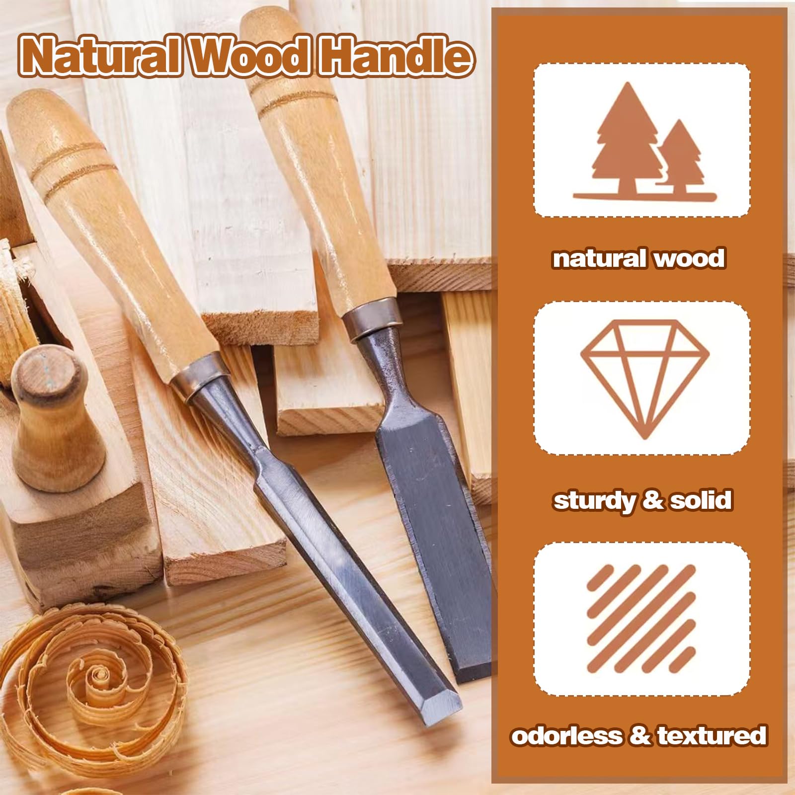Manico in legno con robusti collari in metallo, manici in legno, 20 pezzi di ricambio per lime da 15,5 a 30,5 cm, impugnatura ergonomica per utensili per la lavorazione del metallo e del legno