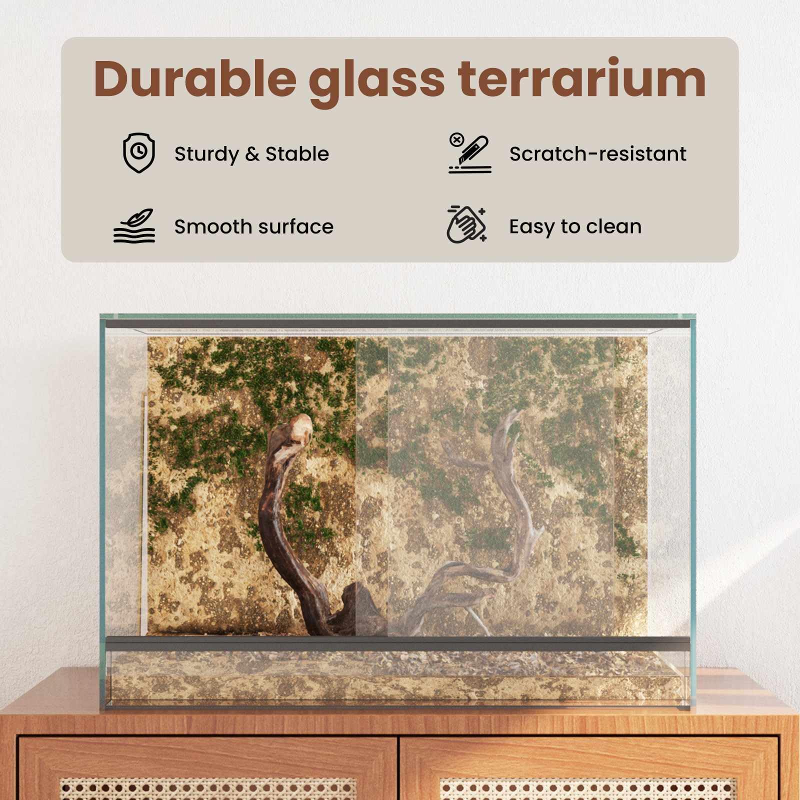 vidaXL Terrario Transparente 60 x 40 x 40 cm Cristal, Terrario de Vidrio Moderno, Refugio Resistente, hábitat 360°, hogar Transparente para Animales