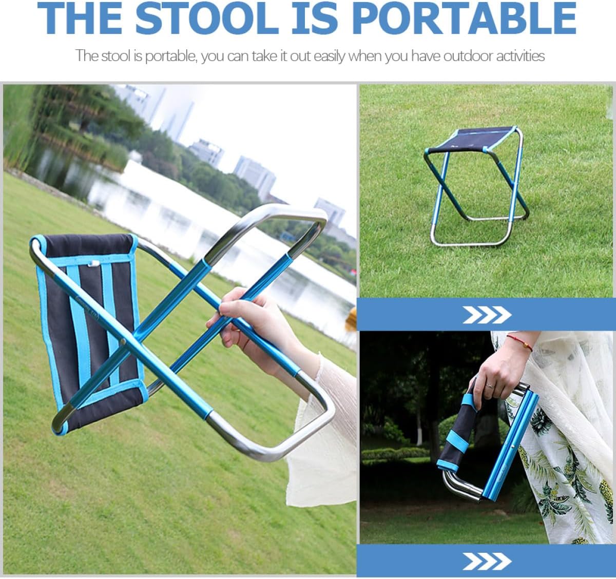 Operitacx Portable Foldable Stool Mini Camping Stool Lightweight Blue Folding Fishing Chair for Outdoor Hiking Beach Picnic Camping Supplies