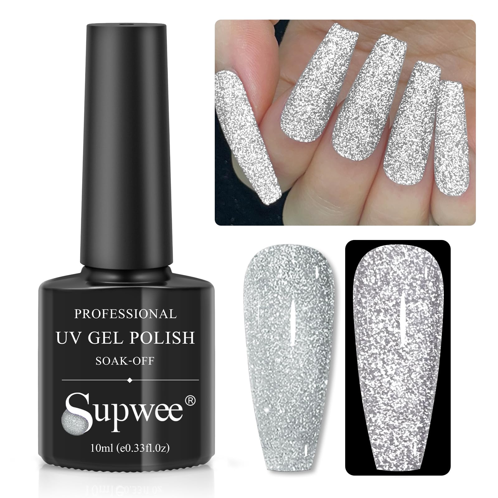 Reflective Gel Polish Glitter Gel Nail Polish, Sparkle, Shimmer, Vegan, Long Lasting, Home Manicure