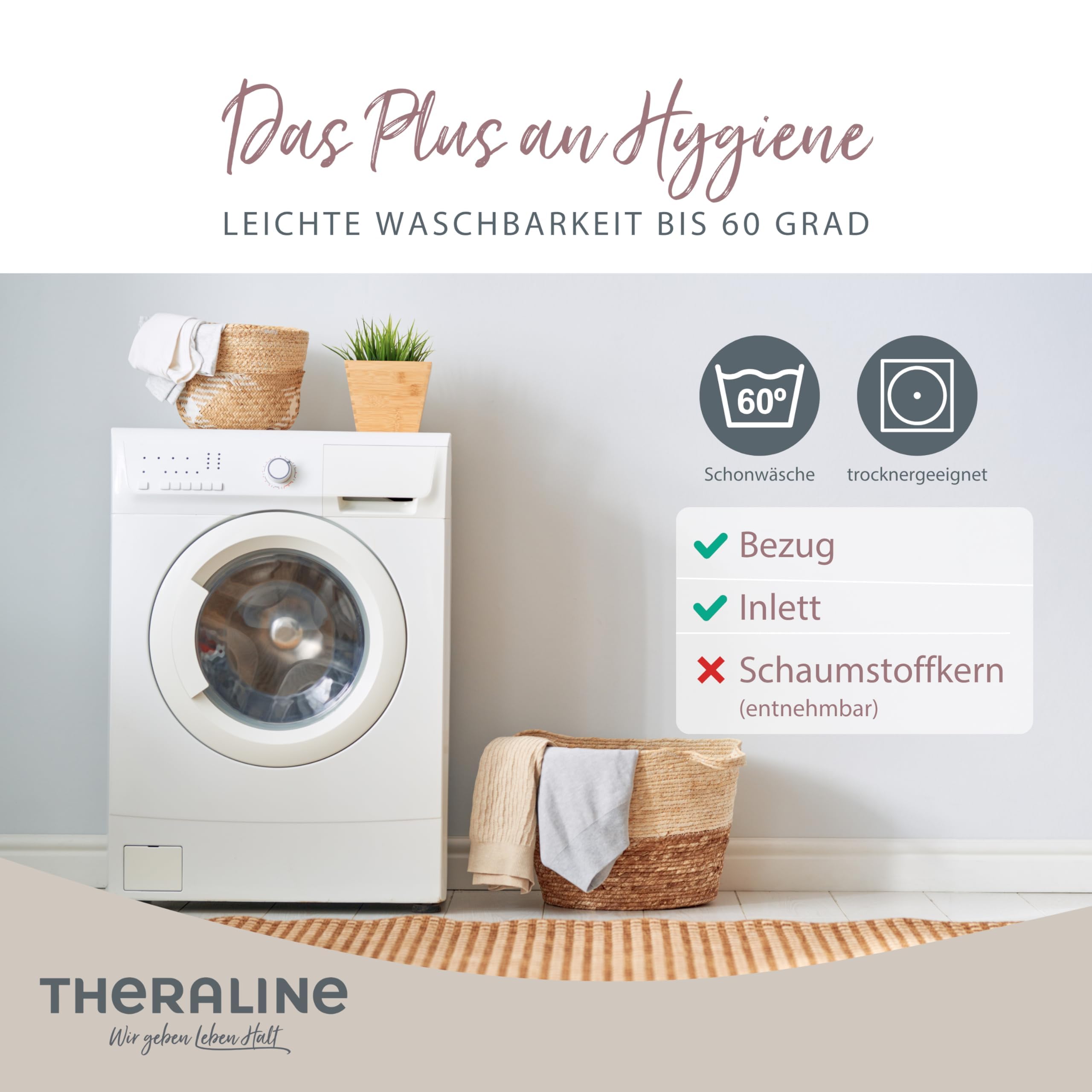 Theraline Kinderkopfkissen ab 2 Jahren, ca. 30x50cm, ergonomisches Schlafkissen & Nackenstützkissen, Memory Schaum & Perlen, patentiert, Kinderkissen für gesunden Schlaf, inkl. atmungsaktiver Bezug