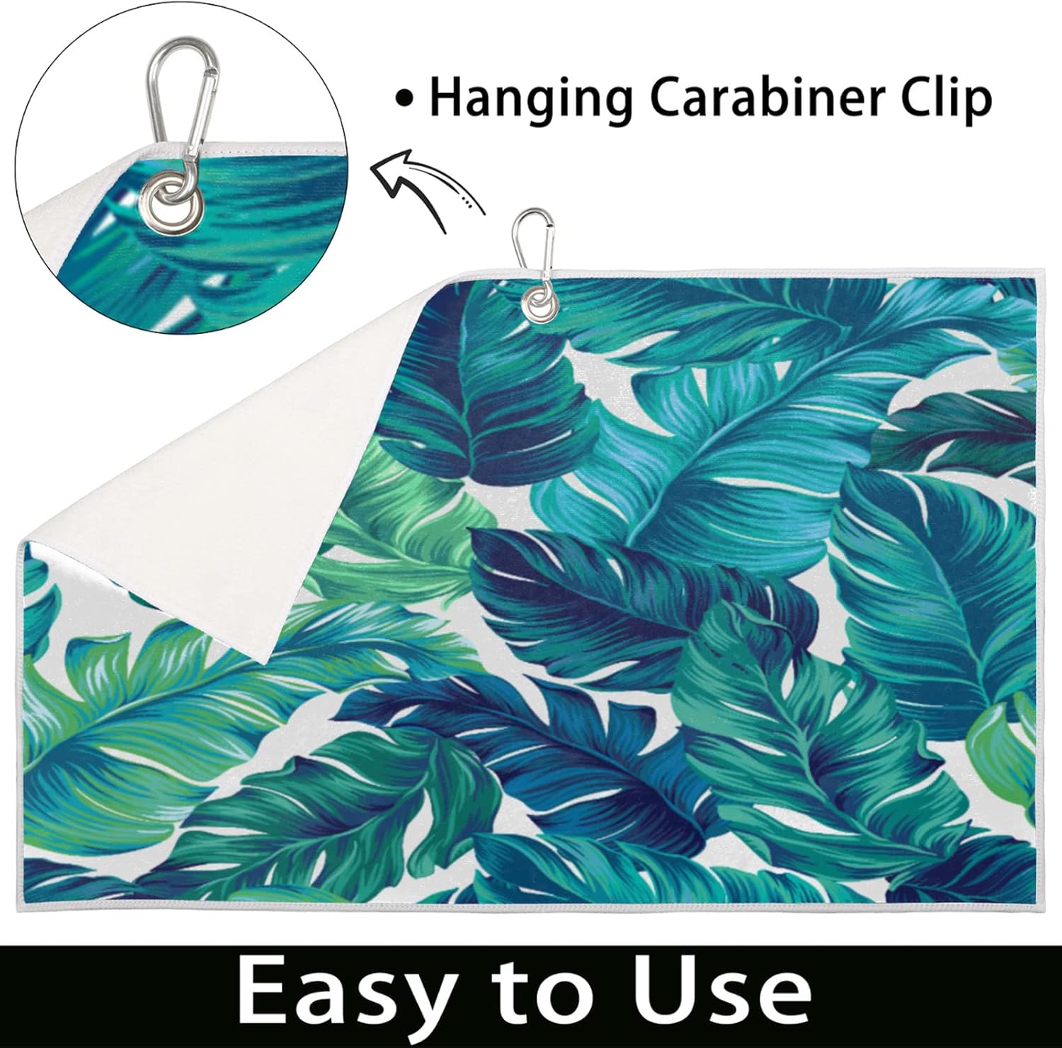 review Palm Leaves Tropical Golf Towel, Leaf Microfiber Golf Towels for Golf Bags with Clip Golfer Funny Golf Gift for Men Women 15X24in
